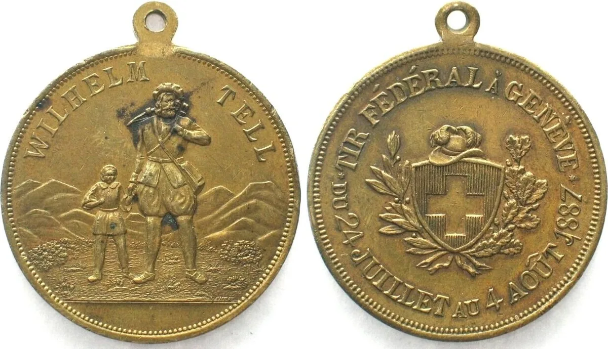 1887 GENEVA 1887 SHOOTING FESTIVAL Medal bronze 33mm SCARCE! AU