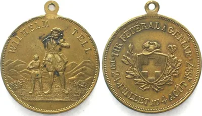 1887 GENEVA 1887 SHOOTING FESTIVAL Medal bronze 33mm SCARCE! AU