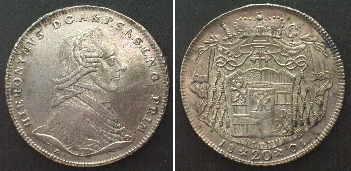 1801 SALZBURG Archbishopric. 20 Kreuzer 1801 M, HIERONYMUS silver UNC-!