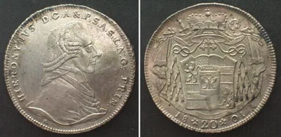 1801 SALZBURG Archbishopric. 20 Kreuzer 1801 M, HIERONYMUS silver UNC-!