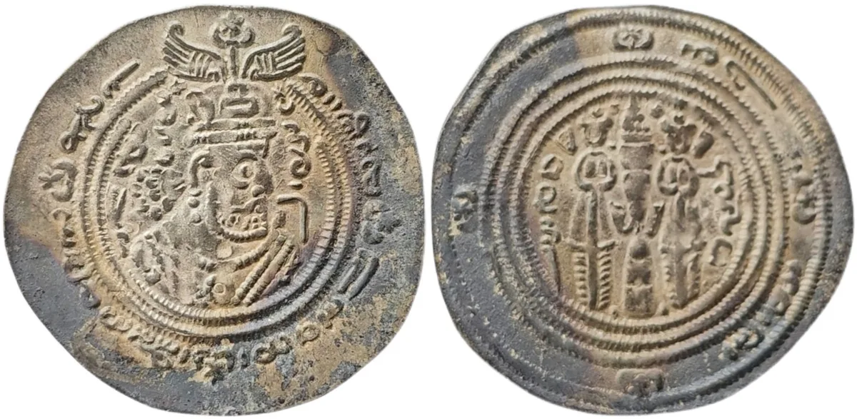 Iranian Huns. Western Turks. Spur Martan Shah (7-8 cent. AD). AR drachm (3.40g)