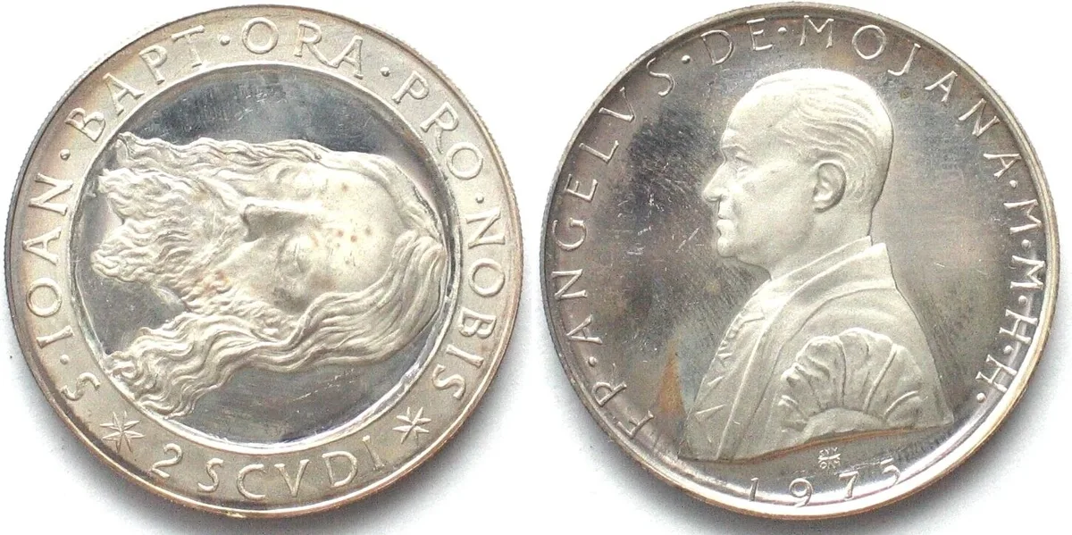 1975 ORDER of MALTA 2 Scudi 1975 ANGELO DE MOJANA silver Proof SCARCE! Proof