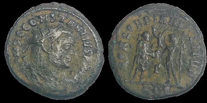 CONSTANTIUS I CHLORUS 305–306 AD, AE 20MM . 3.10GM FOLLIS (post-reform radiate fraction) ALEXANDRIA MINT