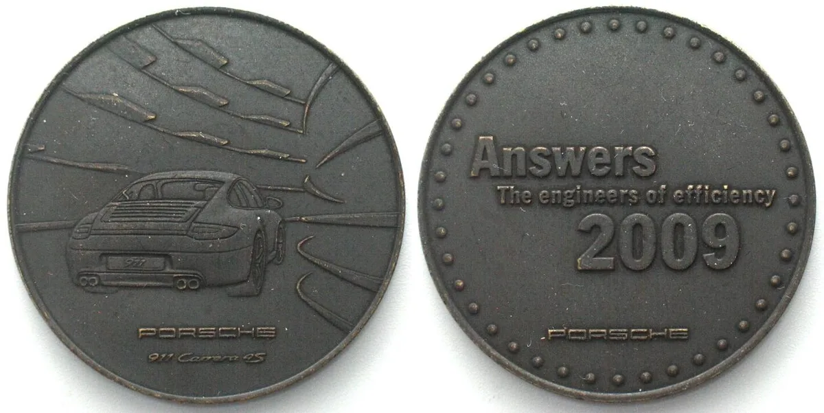 2009 PORSCHE Calendar medal 2009 PORSCHE 911 CARRERA 4S bronze 40mm UNC-