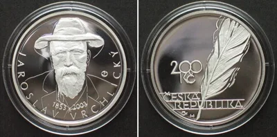 Kronen 2003 CZECH REPUBLIC. 200 Korun 2003, Jaroslav Vrchlicky, silver Proof