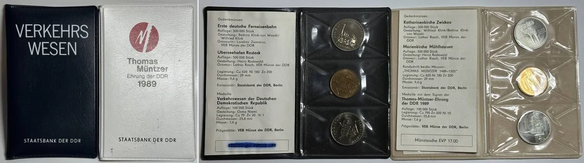 1988-1989 GERMAN DEMOCRATIC REPUBLIC - 2 Commemorative Sets 1988 & 1989 BU