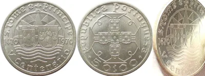 1970 ST. THOMAS & PRINCE. Portuguese, 50 Escudos 1970, silver, Prooflike early strike Prooflike