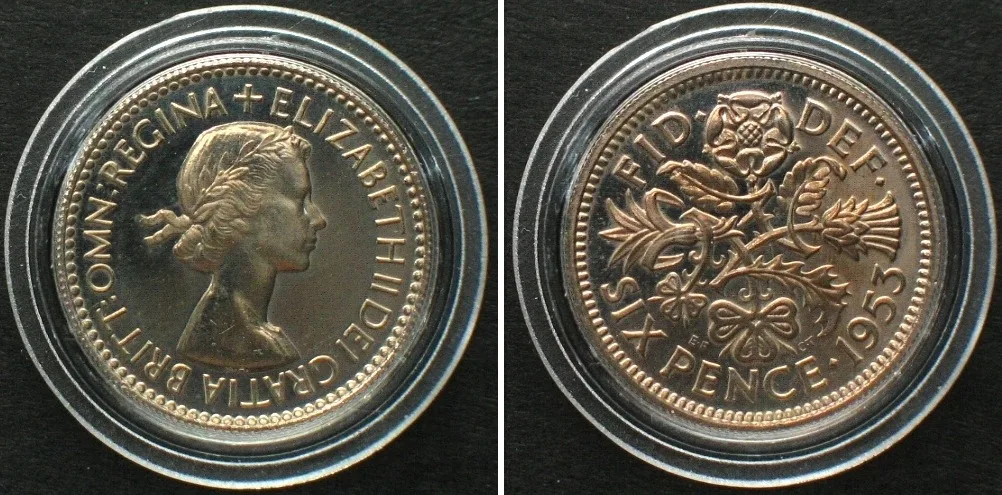 1953 GREAT BRITAIN Sixpence 1953 ELIZABETH II Cameo Proof from Coronation Set Proof