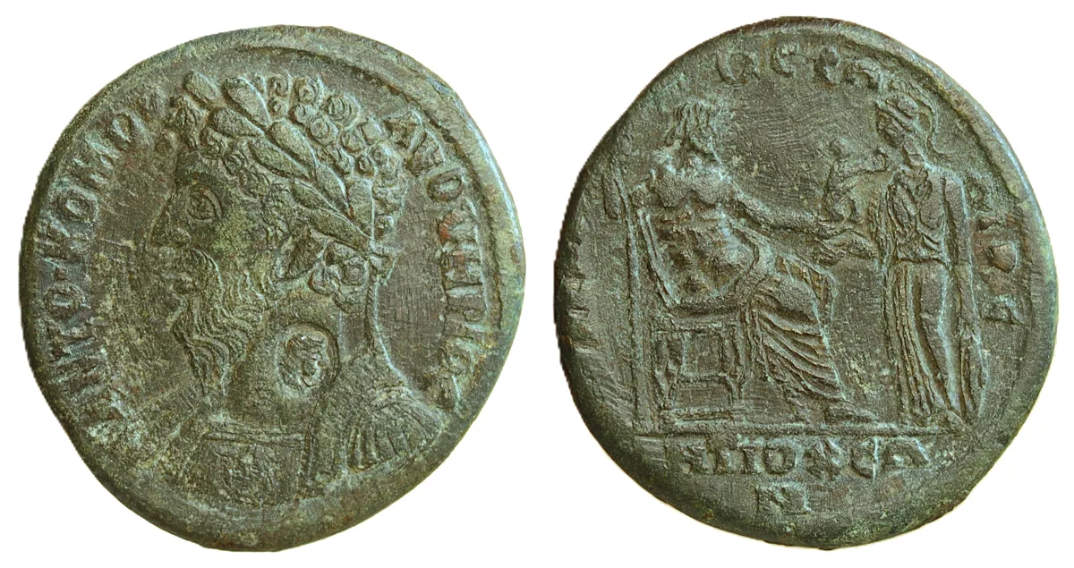 Æ of Caria, Antioch ad Maeandrum, Marcus Aurelius for Lucius Verus (Augustus)