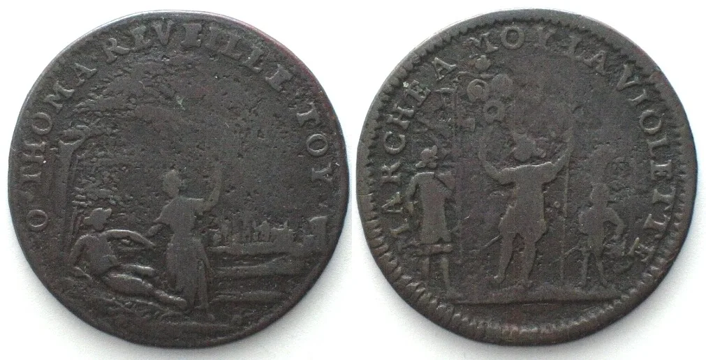 1672 NL - UTRECHT Recruiter token ND (1672) MARCHE A MOY LA VIOLETTE, copper 26mm VF-