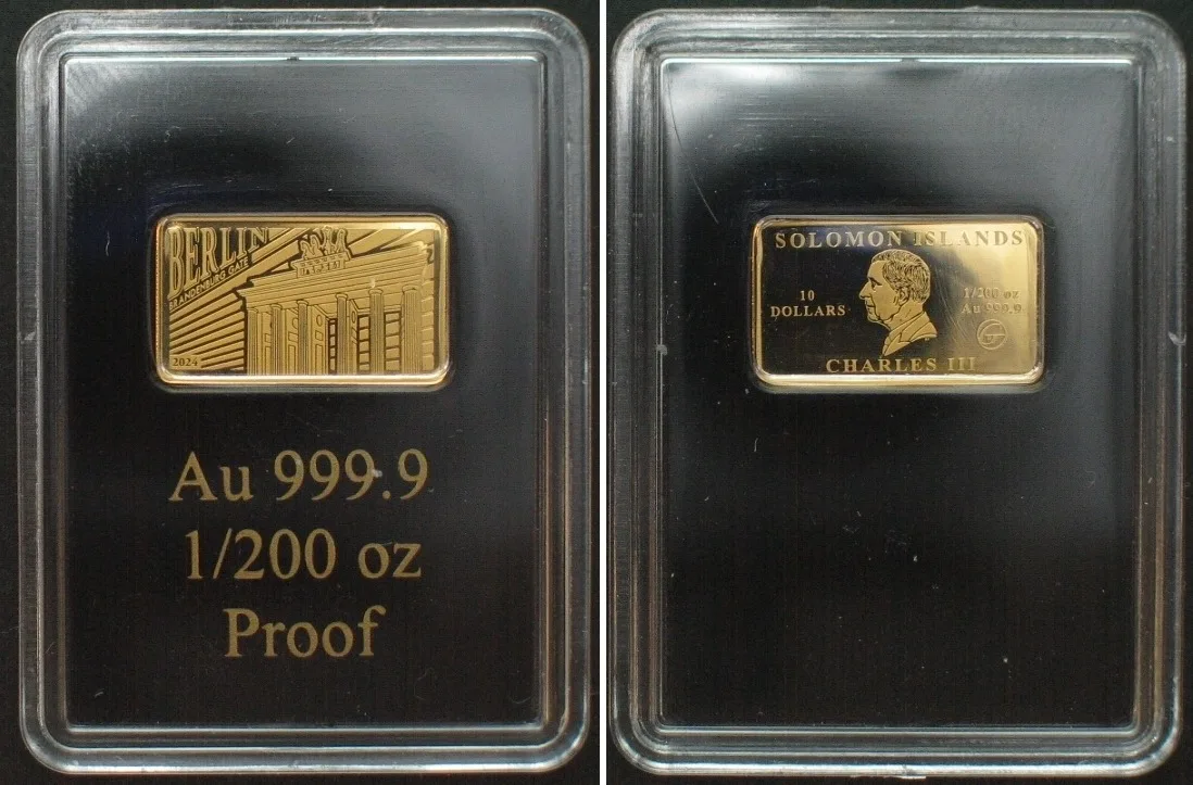 2024 SOLOMON ISLANDS. 10 Dollars 2024 Brandenburg Gate BERLIN gold 1/200 oz Proof