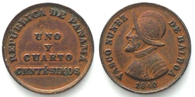1940 PANAMA 1-1/4 Centesimos 1940 bronze XF EF