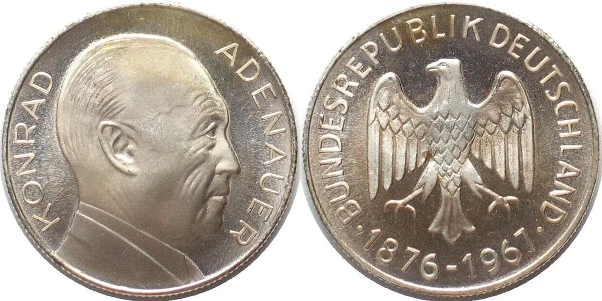 1967-1970 KONRAD ADENAUER Medal ND (1960s) silvered bronze 35mm Prooflike