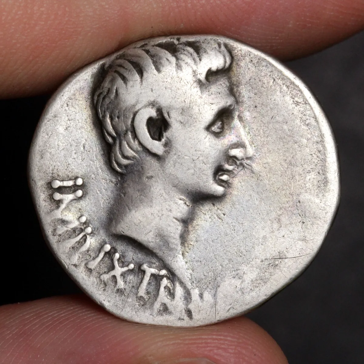 Augustus Cistophorus 19BC Ancient Roman Silver Coin Pergamum - Temple of Mars Reverse