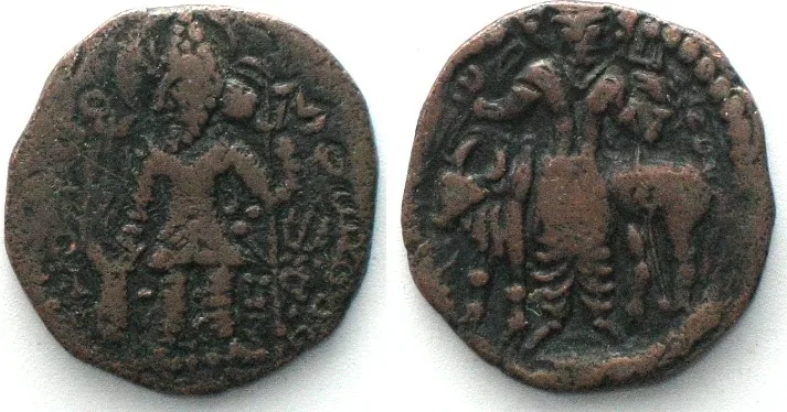 246-285 KUSHAN-SASANIAN. AE Drachm, PEROZ I 246-285, VF