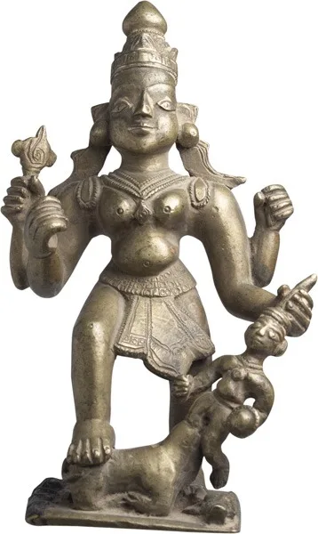 Indian Bronze Durga Slaying the Buffalo Demon
