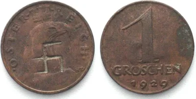 1929 AUSTRIA. 1 Groschen 1929, bronze, countermarked SWASTIKA, NS propaganda EF