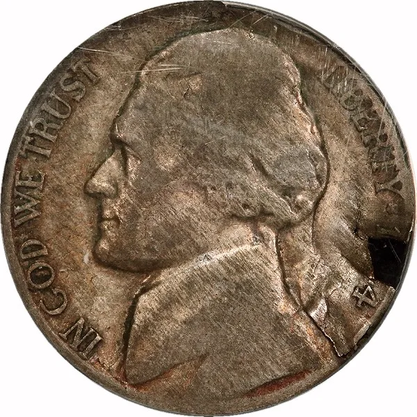 Jefferson Nickel, 1944-P, Mated Pair. Split Planchet, 5¢ , NCS, VG Details