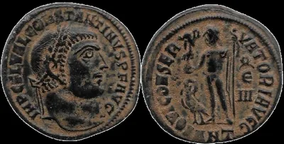 Constantine I 313-314 AD. AE 20mm 3.26gm Follis, Antioch, Desert Patina VF, R4
