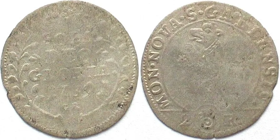 1739 SAINT GALL City 2 Kreuzer (1/2 Batzen) 1739 billon XF! EF