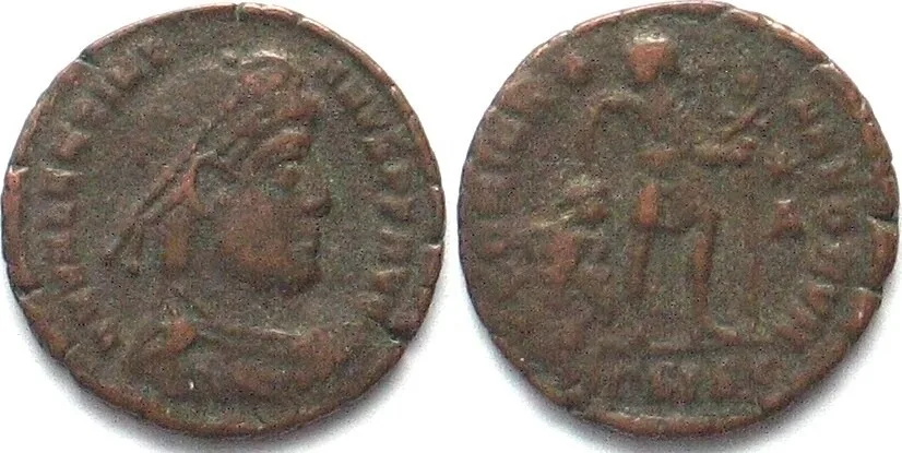 364-375 VALENTINIAN I (364-375 AD). AE Follis, ΓSISC, Siscia mint, GLORIA ROMANORVM, VF