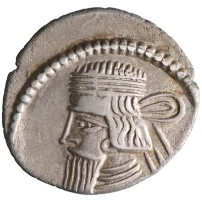Parthian: Vologases III (105-147), silver drachm (3.67g), Ecbatana mint, 105-147 CE. Diademed, bearded bust / Archer seated on throne.