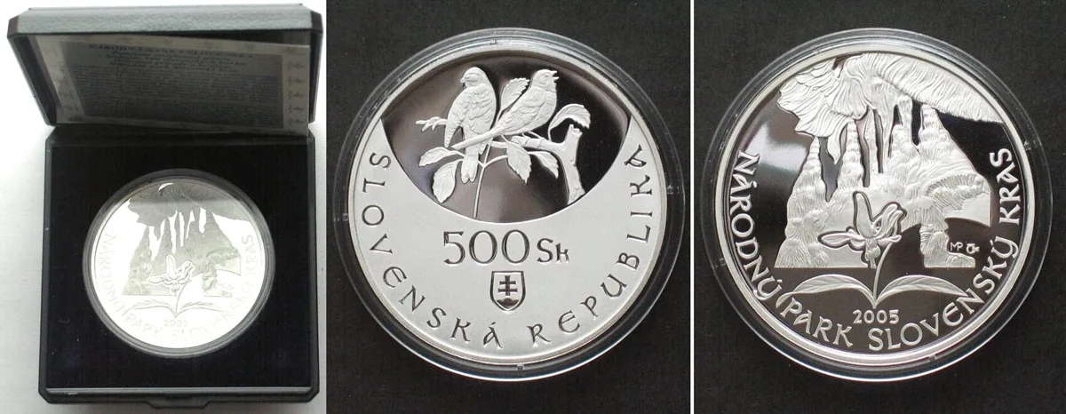2005 SLOVAKIA 500 Korun 2005, Slovensky Kras National Park, silver Proof