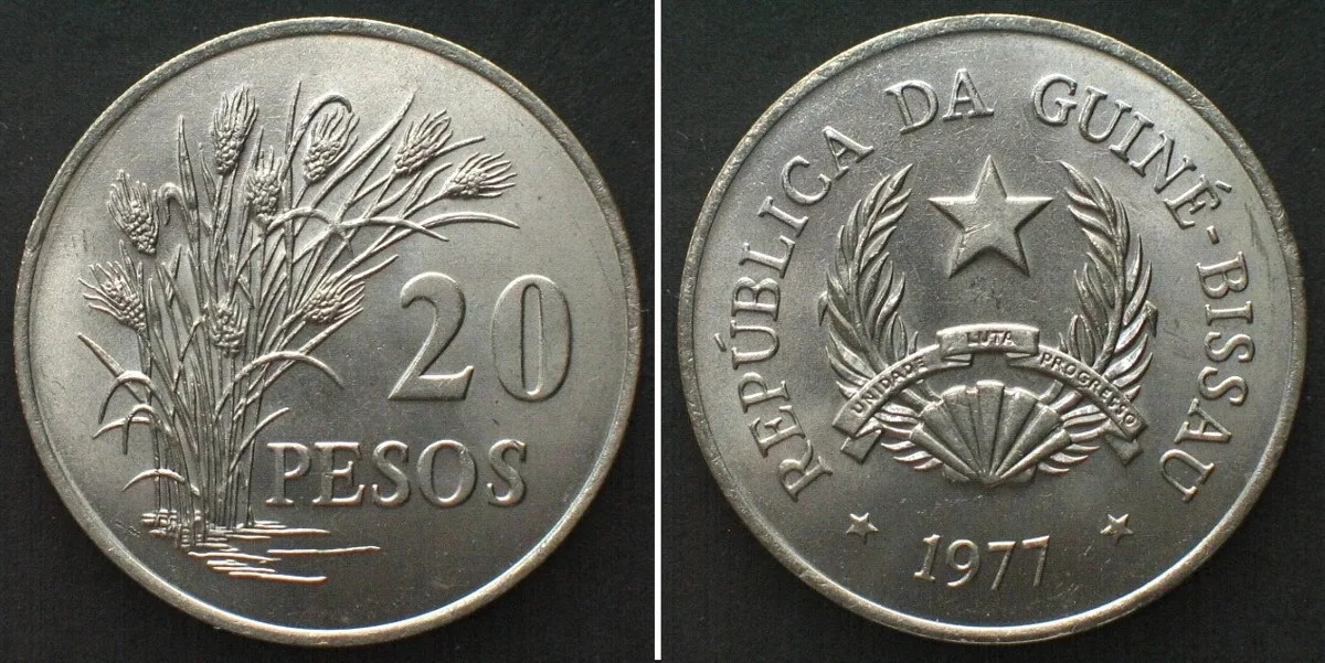 1977 GUINEA-BISSAU 20 Pesos 1977 F.A.O. Cu-Ni UNC