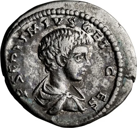 Geta as Caesar. Denarius