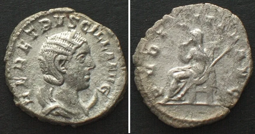 251 HERENNIA ETRUSCILLA. Wife of Trajan Decius. AR Antoninianus, 250-251, PUDICITIA AU