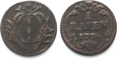 1774 Swiss Cantons LUZERN Rappen 1774 copper VF+