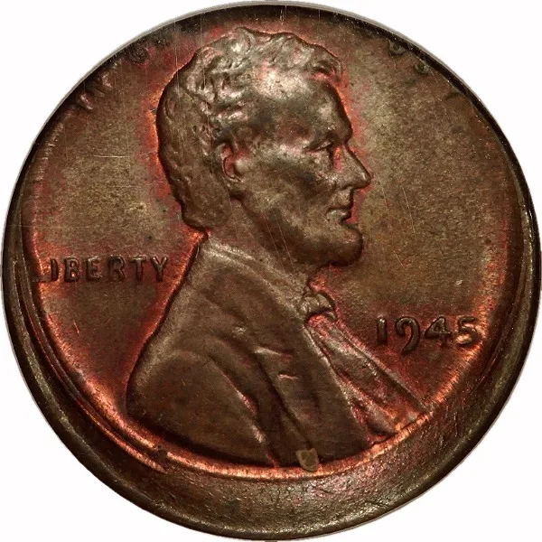 Lincoln Cent, 1945, Struck 10% Off Center, 1¢, MS63 BN, NGC