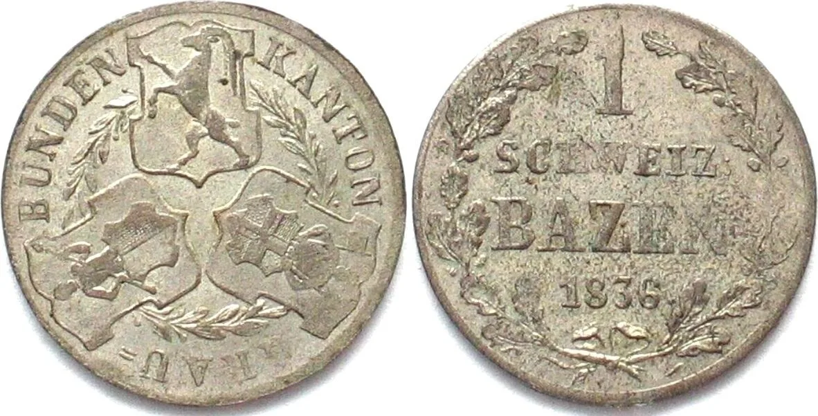 1836 Swiss GRAUBUNDEN Batzen 1836 billon UNC!!!