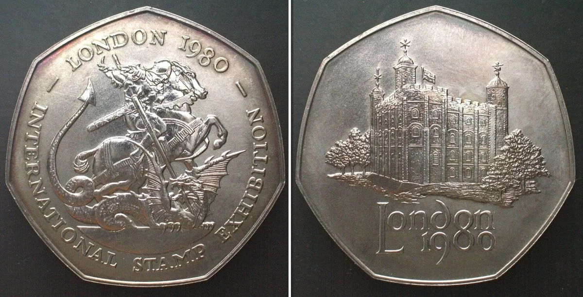 1980 LONDON 1980 - INTERNATIONAL STAMP EXHIBITION silver medal 45mm UNC