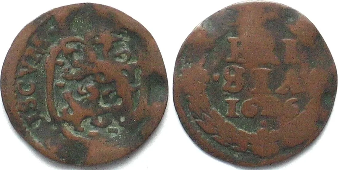 1626 NETHERLANDS - FRIESLAND Duit 1626 copper aVF VF-