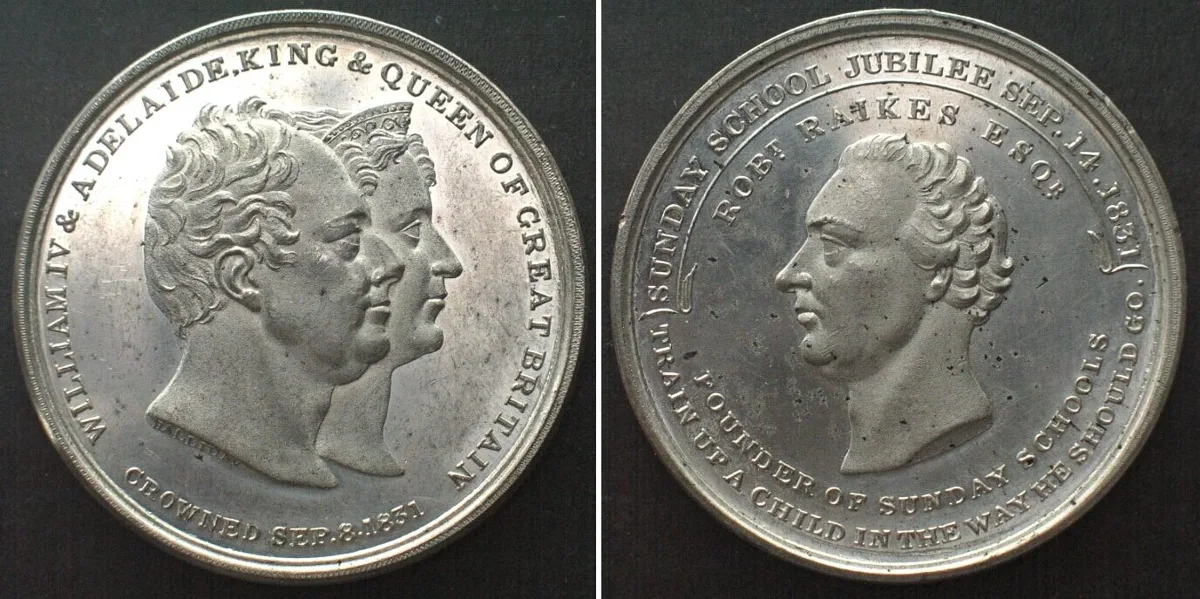 1831 1831 WILLIAM IV CORONATION / SUNDAY SCHOOL, 1831 by T. Halliday, white metal Proof