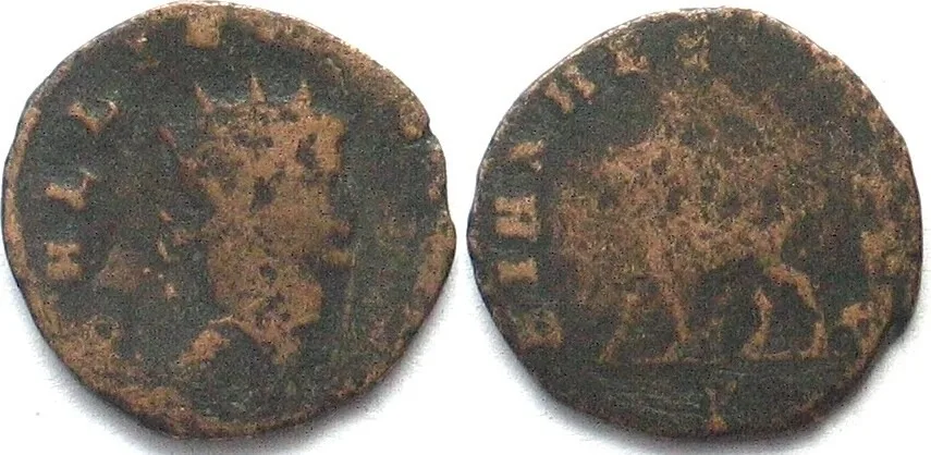 253-268 GALLIENUS (253-268 AD). AE Antoninianus, Rome mint, DIANAE CONS AVG, antelope F