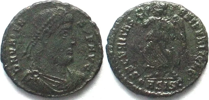 367-375 VALENTINIAN I (364-375 AD). AE Nummus, 367-375, ASISC, Siscia mint VF+