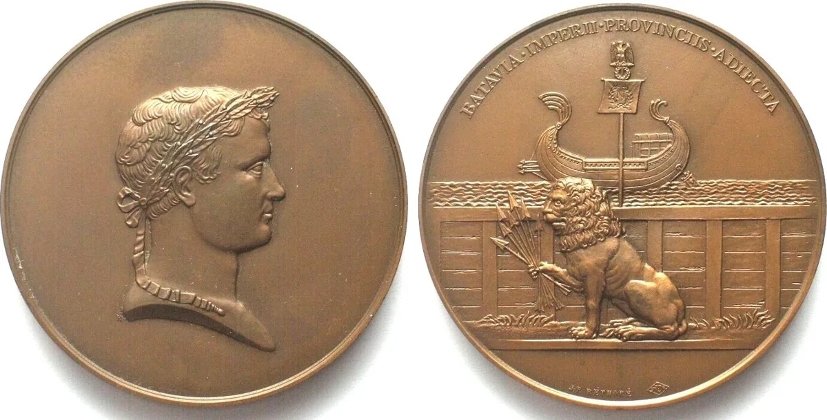 1985 NAPOLEON I. Medal, BATAVIA IMPERII PROVINCIIS ADIECTA, bronze, 68mm UNC