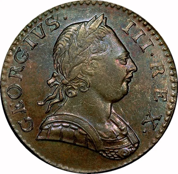 Great Britain, George III, 1774, 1/2 Penny, CH AU/UNC, BN