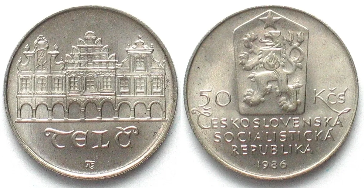 1986 CZECHOSLOVAKIA 50 Korun 1986 TELC silver UNC