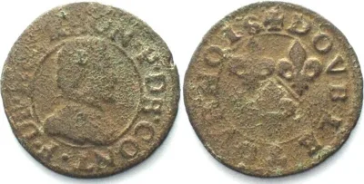 1603-1605 CHATEAU-RENAUD Double Tournois 1603-05 FRANCOIS de BOURBON-CONTI copper VF