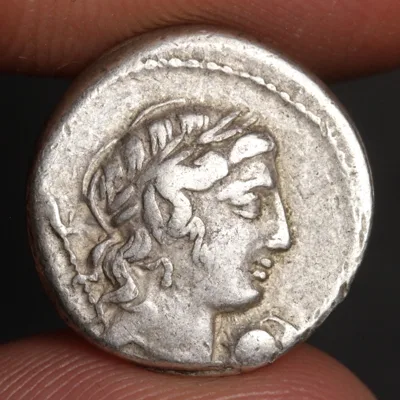 Roman Republic Silver AR Denarius 82BC Crepusius Apollo Horseman
