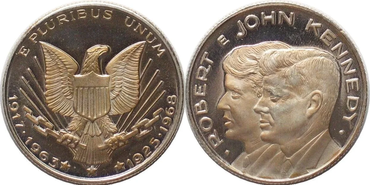 1968-1970 ROBERT & JOHN KENNEDY Medal ND (1960s) silvered bronze 35mm Prooflike