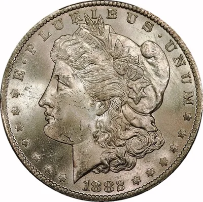 Morgan Dollar, 1882-CC, $1, MS63 , PCGS