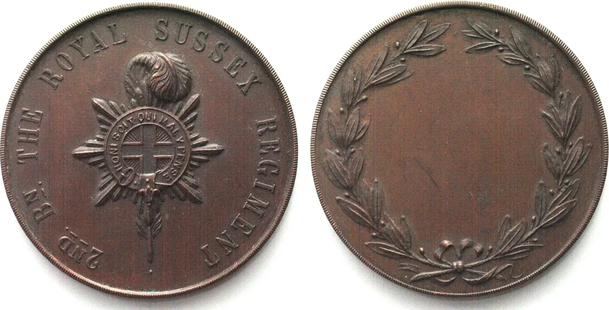 1925 2ND BN THE ROYAL SUSSEX REGIMENT Medal ND (ca.1925) Bronze 45mm UNC-