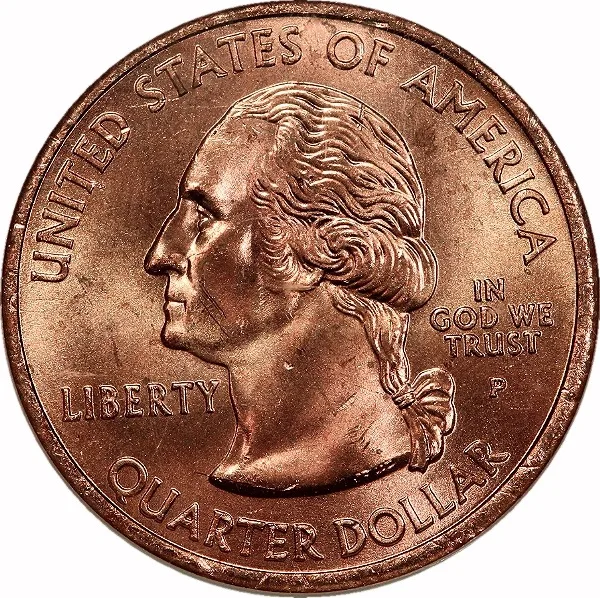 Washington 25¢, 2005, Obverse Clad Layer Missing, 25¢, MS64 , NGC, Minnesota