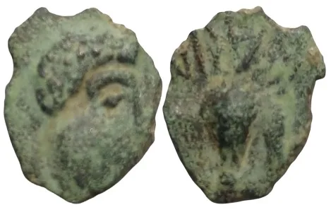 Celtic-Iberian Spain, Carisa Circa 1st Century BC, approx. 50 BC, Carisa AE 14mm 1.22 grams, Horse and Rider. Green patina,