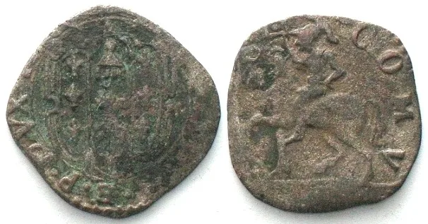 1592-1622 Italian PIACENZA Soldo RANUCCIO I FARNESE 1592-1622 billon, aVF, RARE! VF-