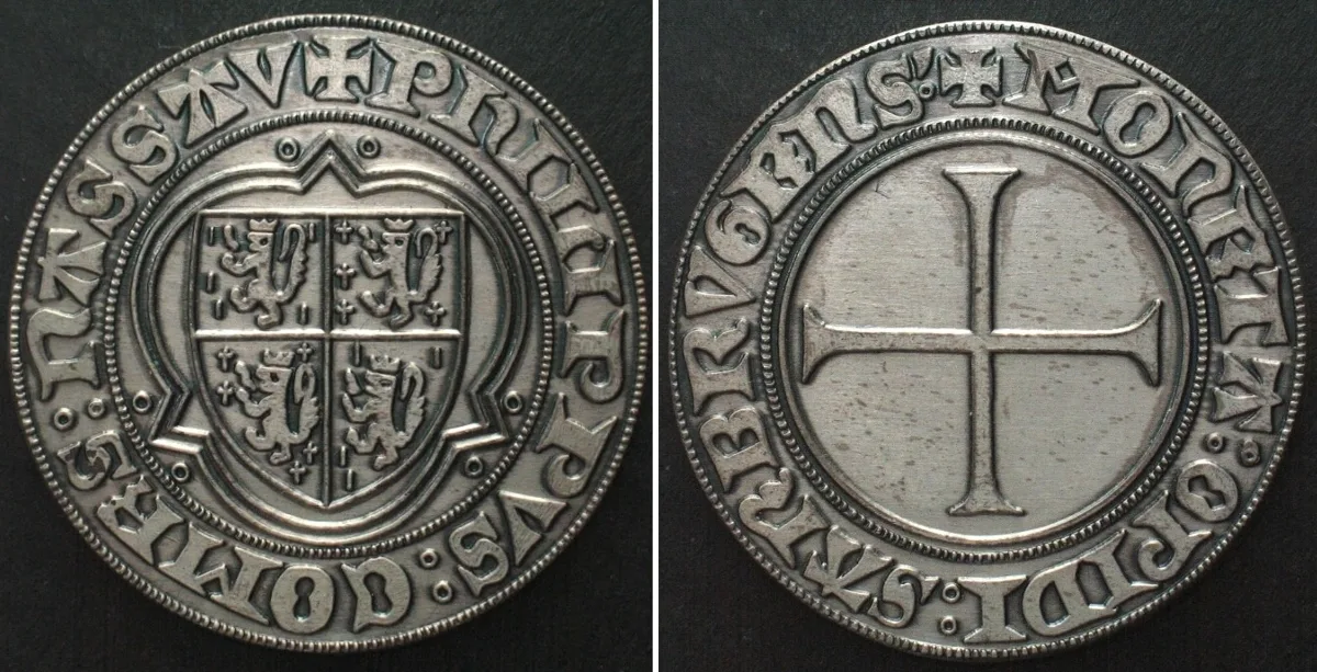 1371-1429 NASSAU-WEILBURG Gros 1371-1429, PHILIP I, Replica, silvered bronze 41mm UNC-